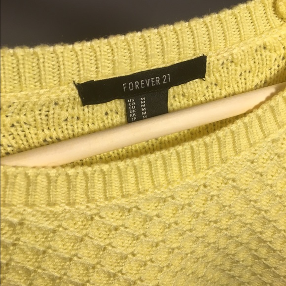 NWOT F21 Bright Yellow Knit Sweater Crew Neck Size M - Picture 4 of 4